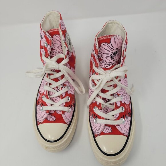 Converse Womens 5.5 Chuck 70 red pink floral high tops 568373C 2003 - Picture 11 of 12